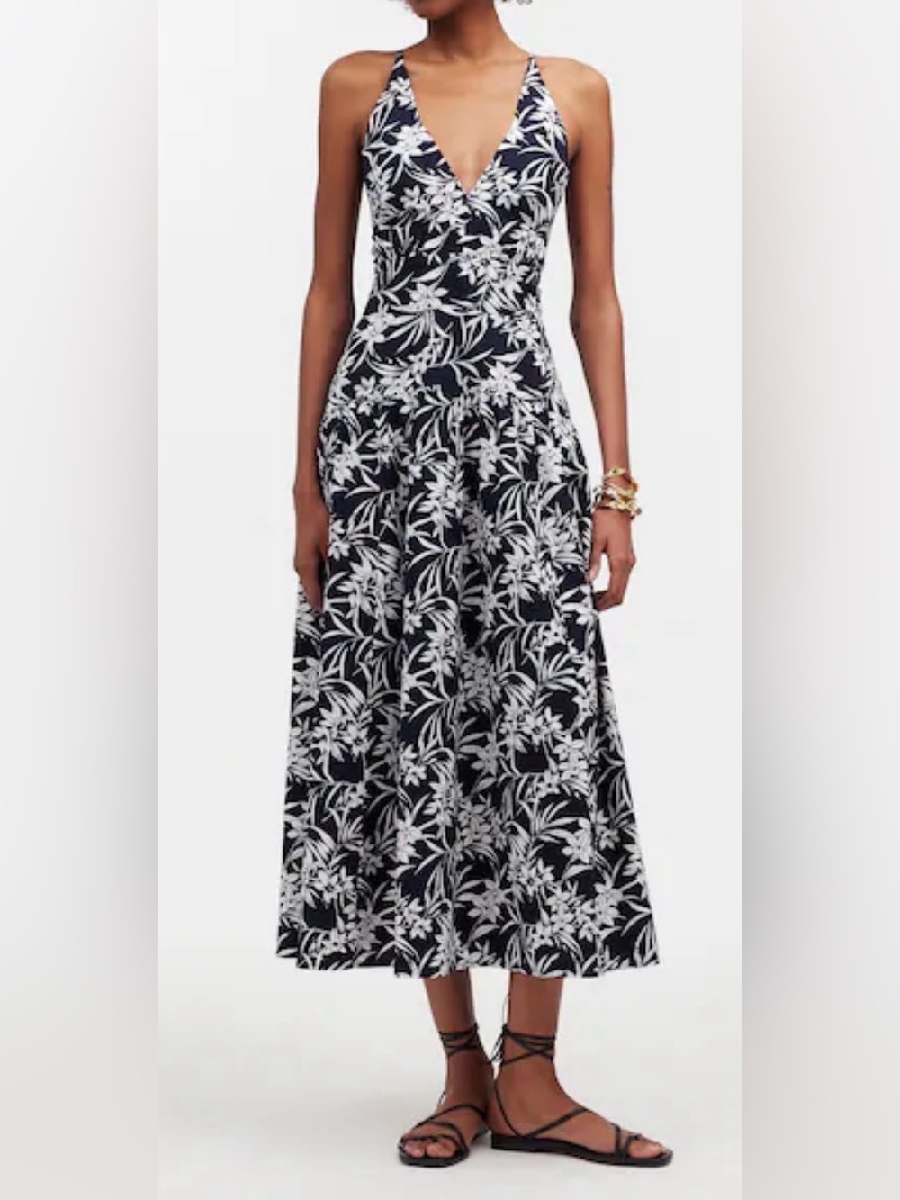 NWT New Smocked Halter Midi Dress in Poplin